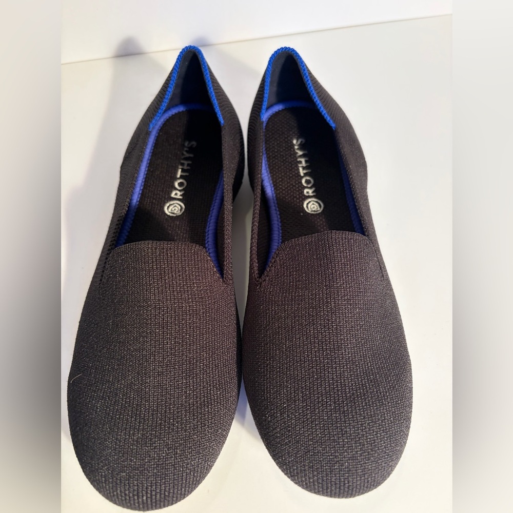 Rothy's Kids Loafers in Black with Blue Accents